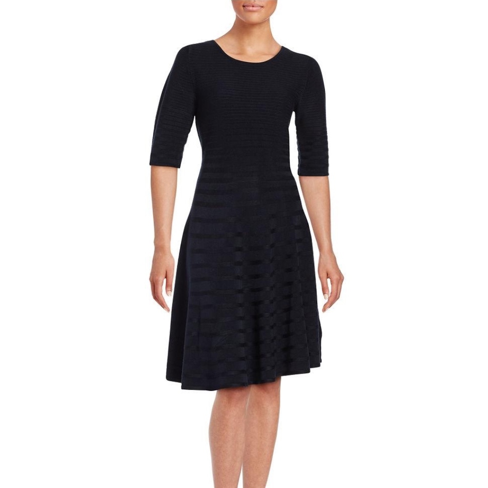 Ivan Trump Navy Blue Fit and Flare Dress